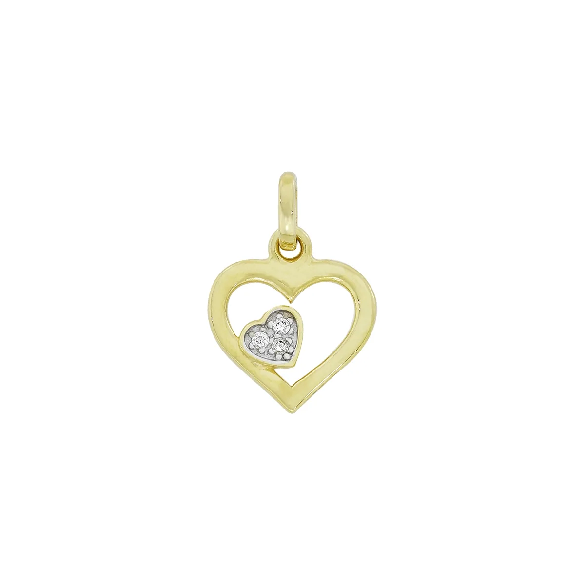 Dije de corazón en oro amarillo de 18 Kilates, con zircones