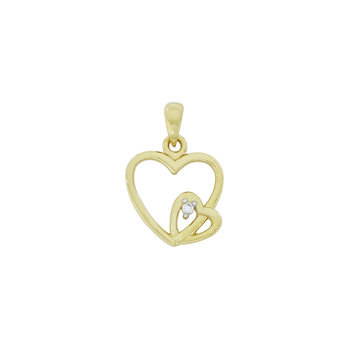 Dije de corazones en oro de 18 Kilates, con zircon central