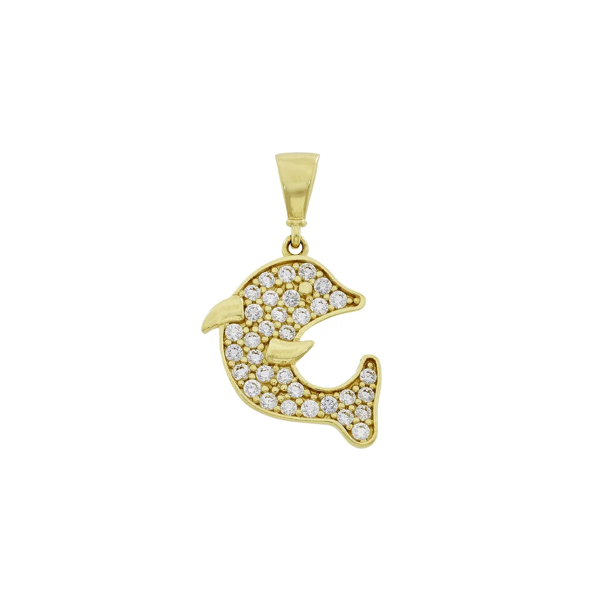 Dije de delfín en oro amarillo de 18 Kilates, con zircones