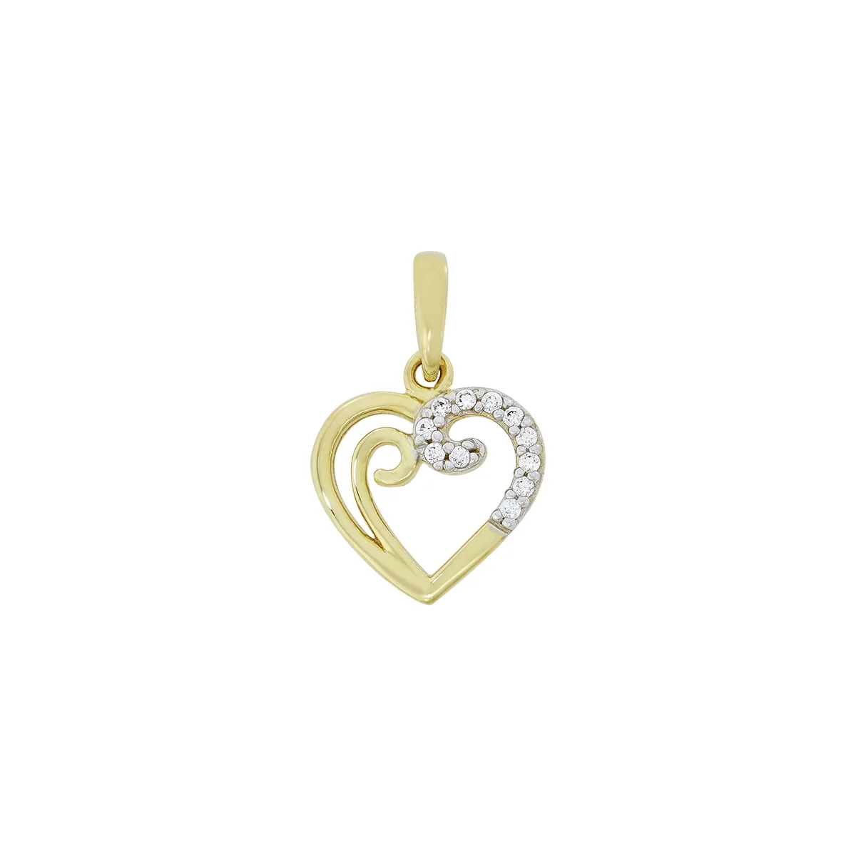 Dije de corazón en oro de 18 Kilates, con zircones