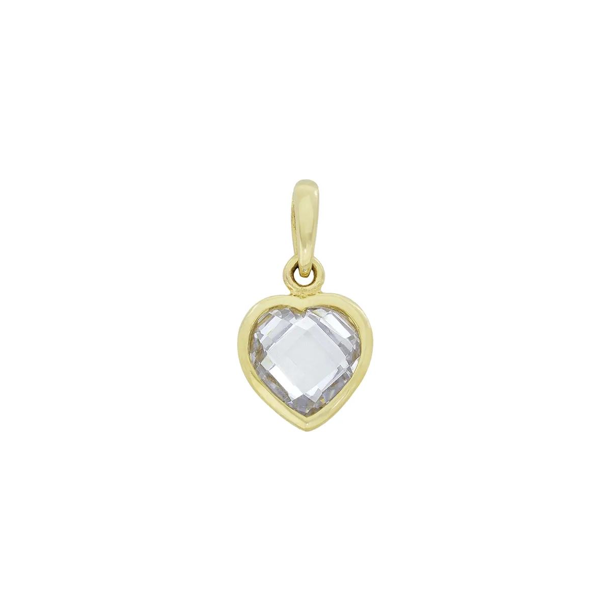 Dije de corazón en oro amarillo de 18 Kilates, con zircon central