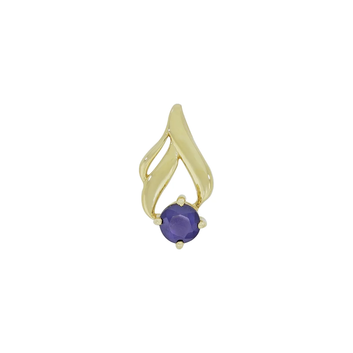 Dije en oro amarillo de 18 Kilates, Franjas, con zafiro central de 0.35 Ct