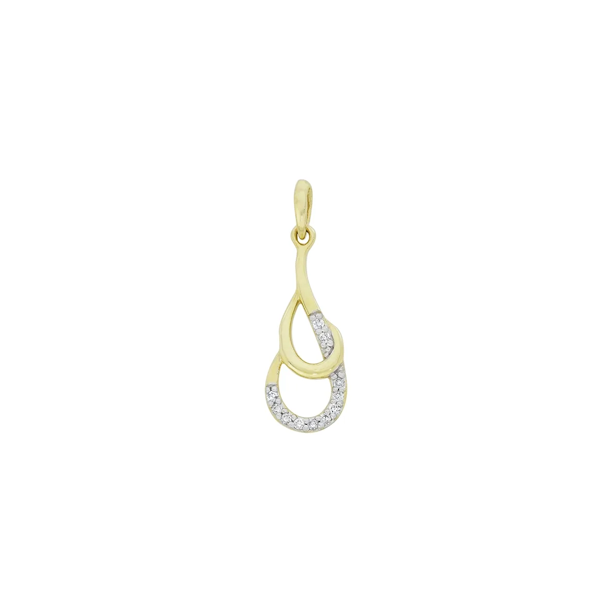 Dije en oro amarillo de 18 Kilates, Onda, con diamantes de 0.10 Ct