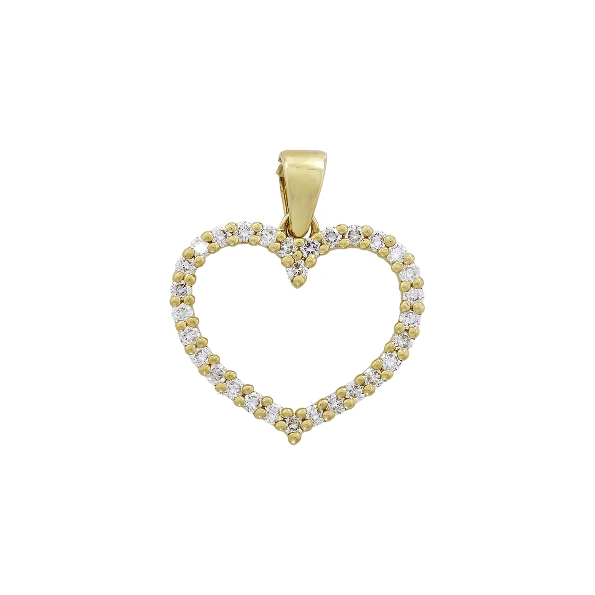 Dije en oro amarillo de 18 Kilates, Corazón, con diamante de laboratorio de 0.30 Ct