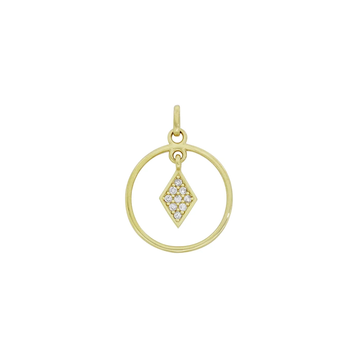 Dije en oro amarillo de 18 Kilates, Figuras geométricas, con diamantes de 0.08 Ct