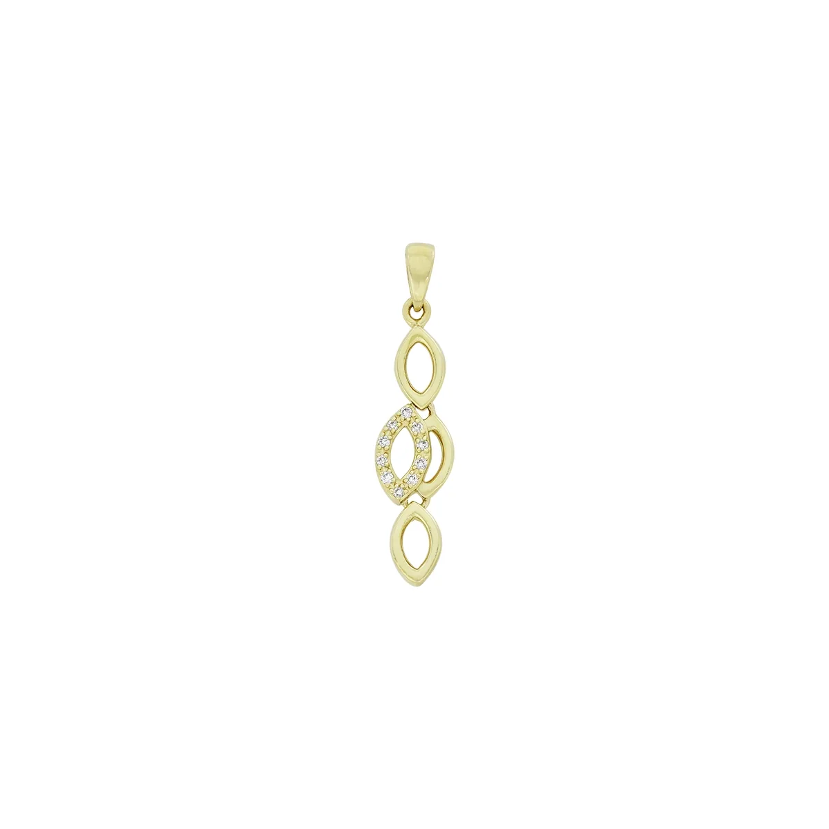 Dije en oro amarillo de 18 Kilates, Hoja, con diamantes de 0.05 Ct