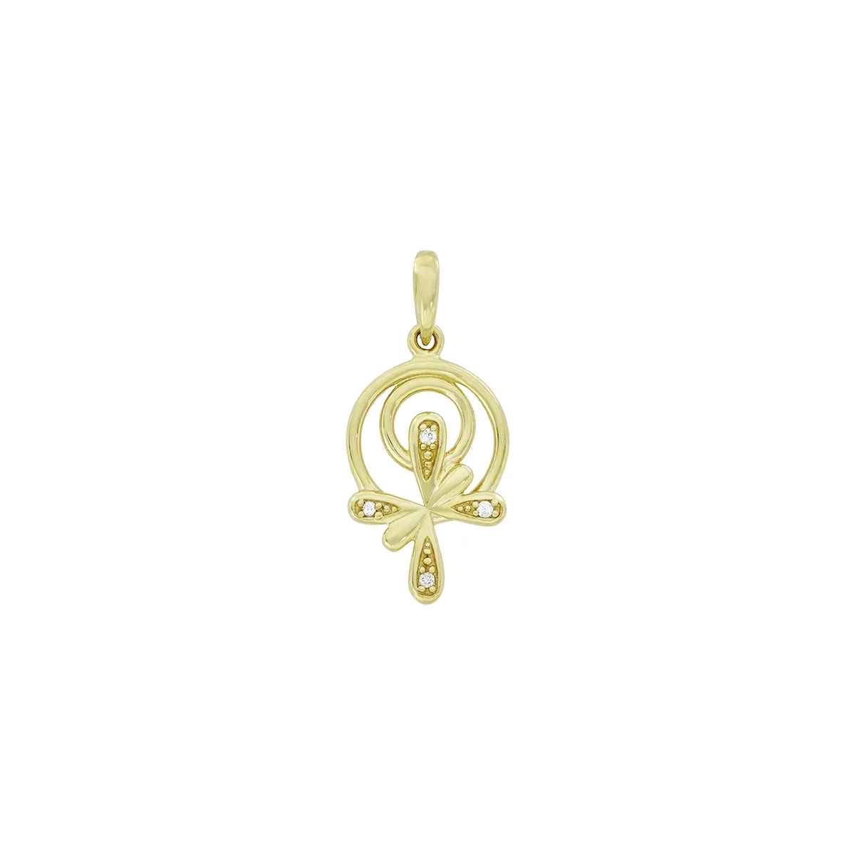 Dije en oro amarillo de 18 Kilates, Figuras geométricas, con diamantes de 0.02 Ct