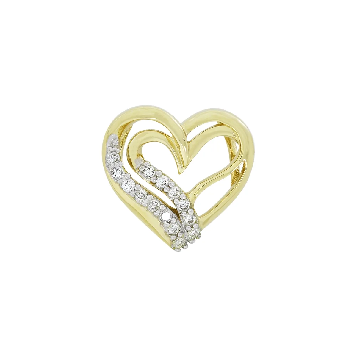 Dije de corazón en oro amarillo de 18 Kilates, con diamantes de 0.07 Ct