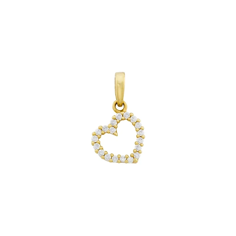 Dije de corazón en oro amarillo de 18 Kilates, con zircones