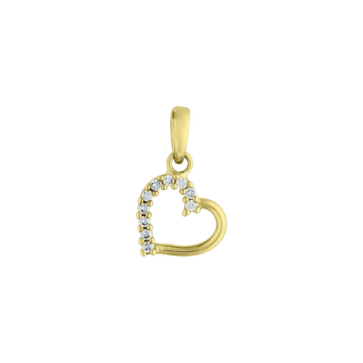 Dije de corazón en oro amarillo de 18 Kilates, con zircones