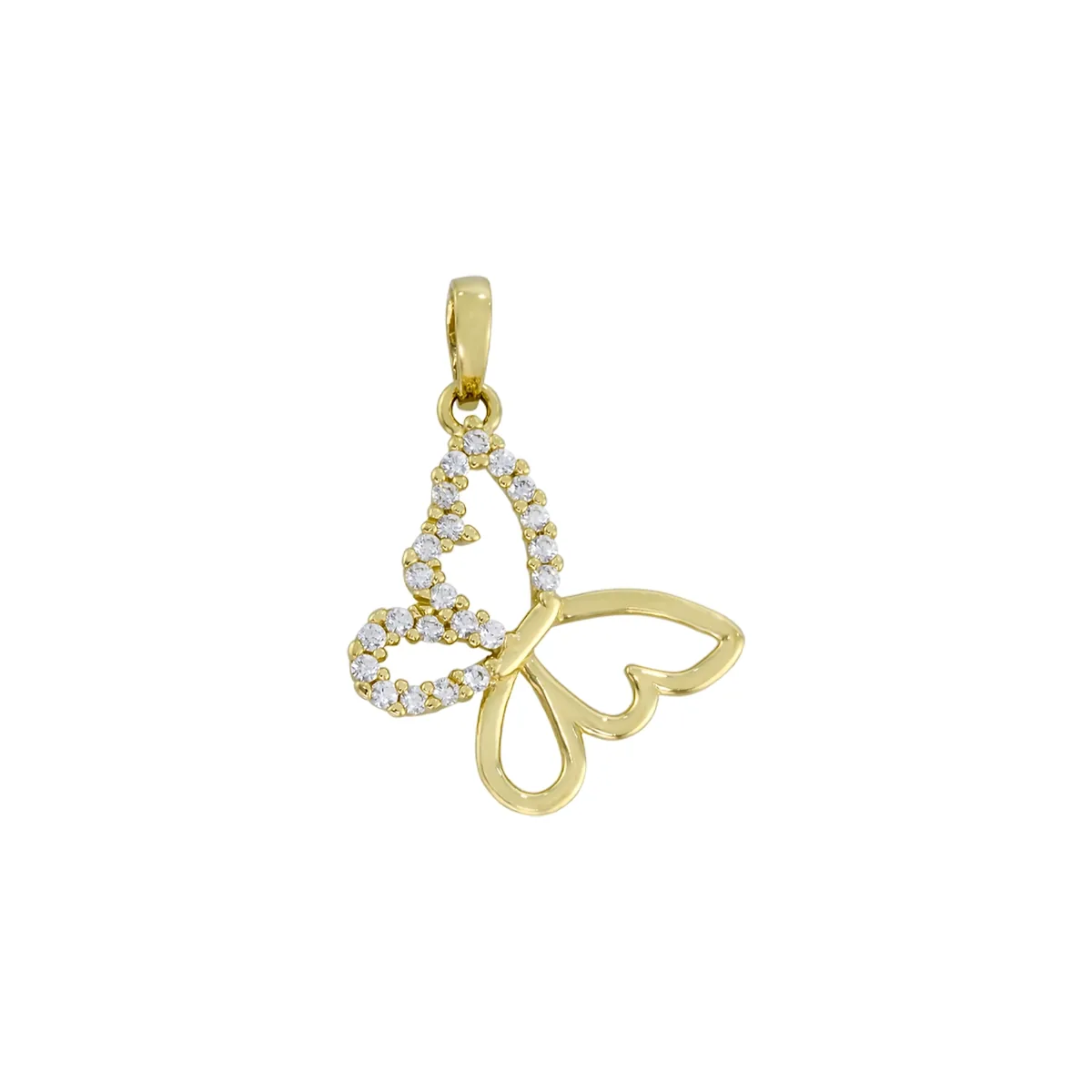 Dije de mariposa en oro amarillo de 18 Kilates, con zircones