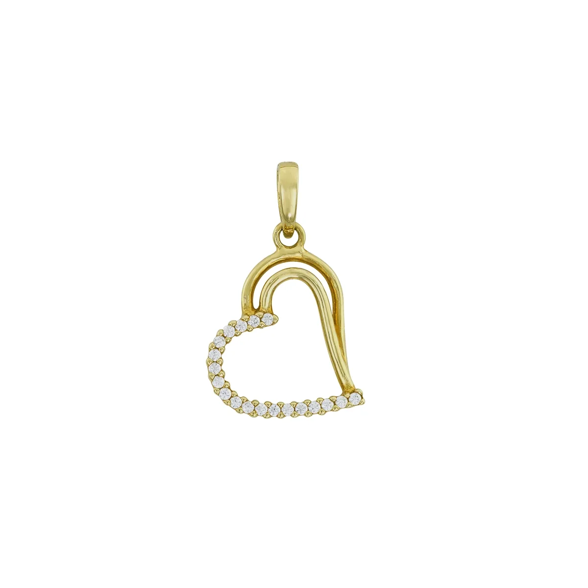 Dije de corazón en oro amarillo de 18 Kilates,con zircones