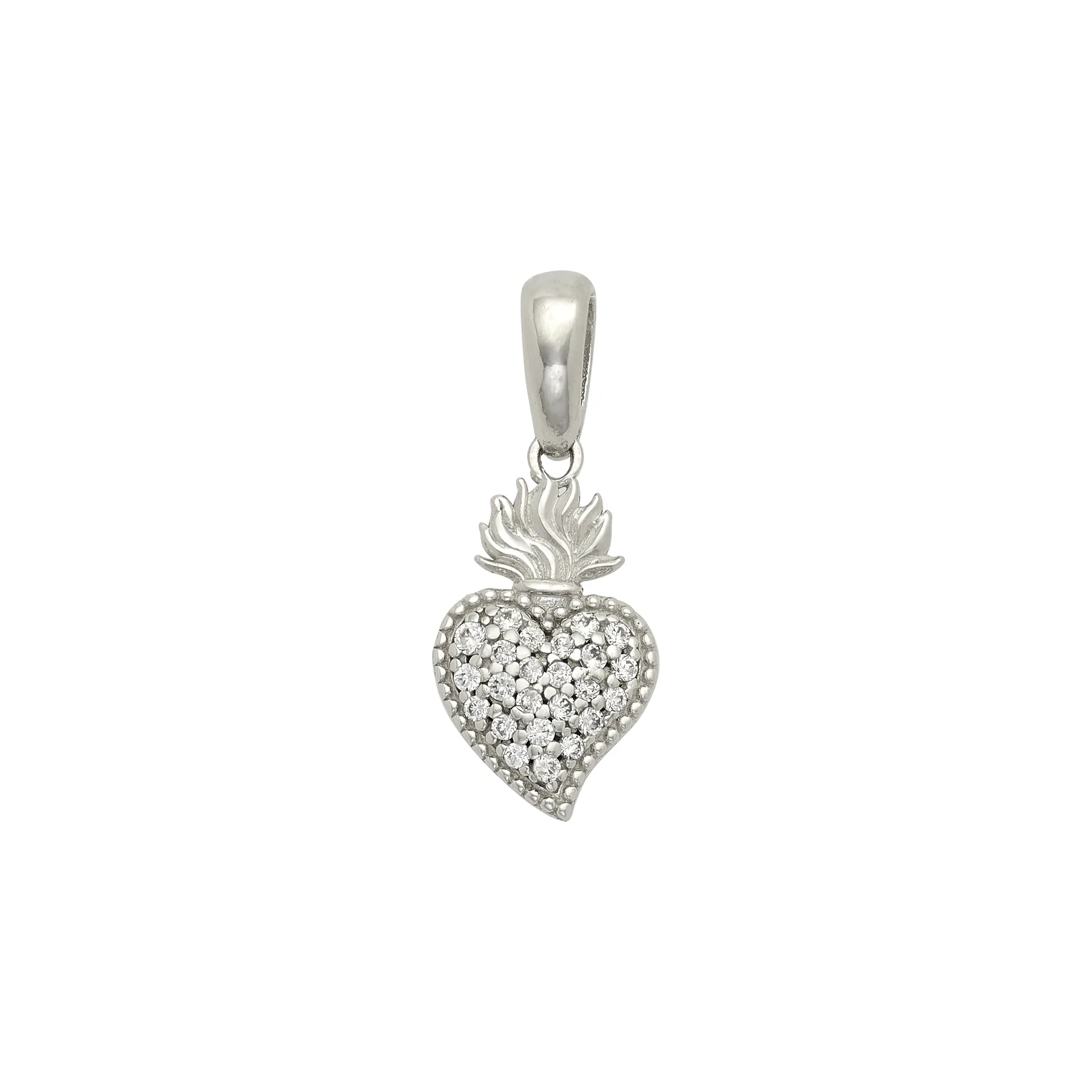 Dije de corazón en oro blanco de 18 Kilates, con zircones
