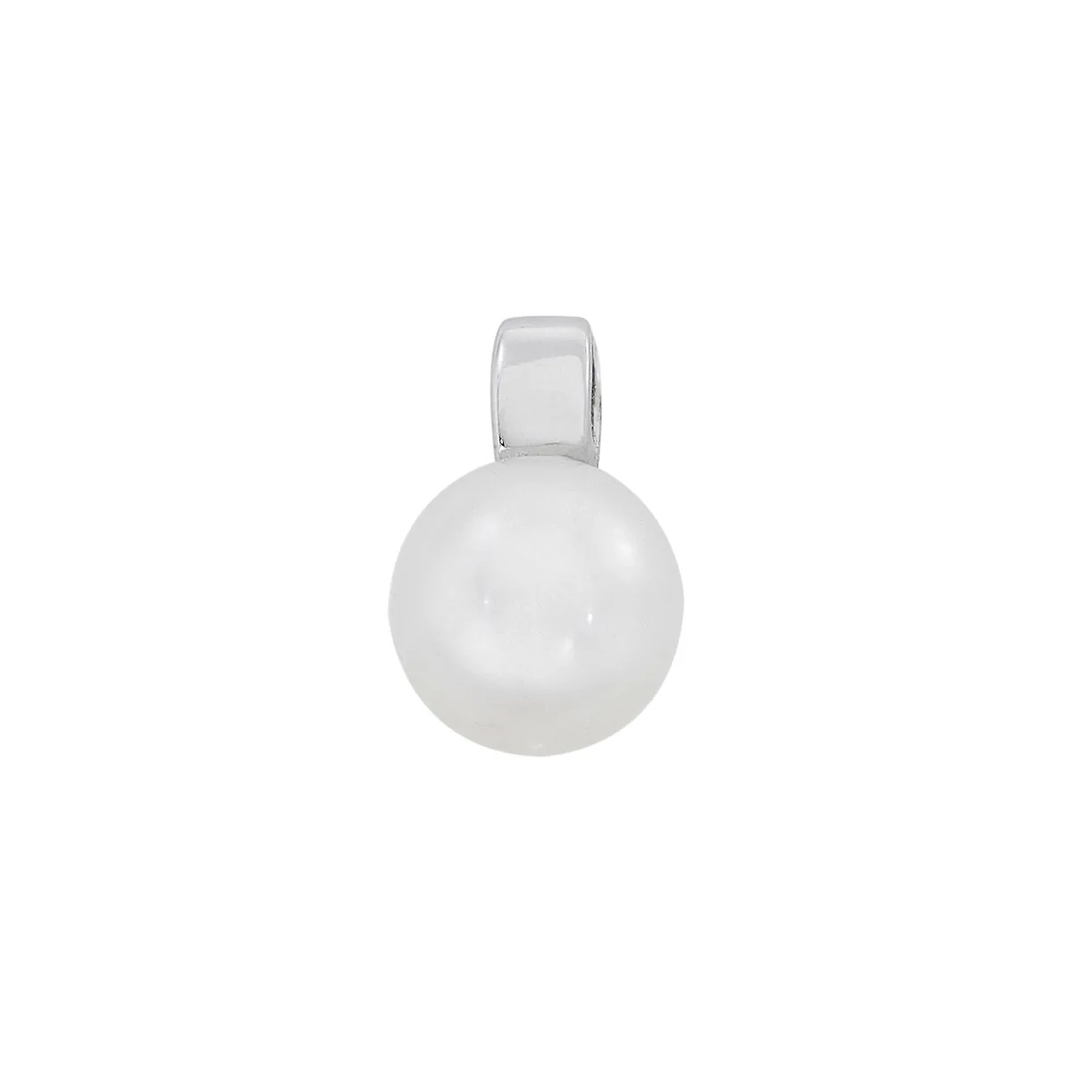 Dije en oro blanco de 18 Kilates, Barra, con perla central de 6 mm de ancho aprox