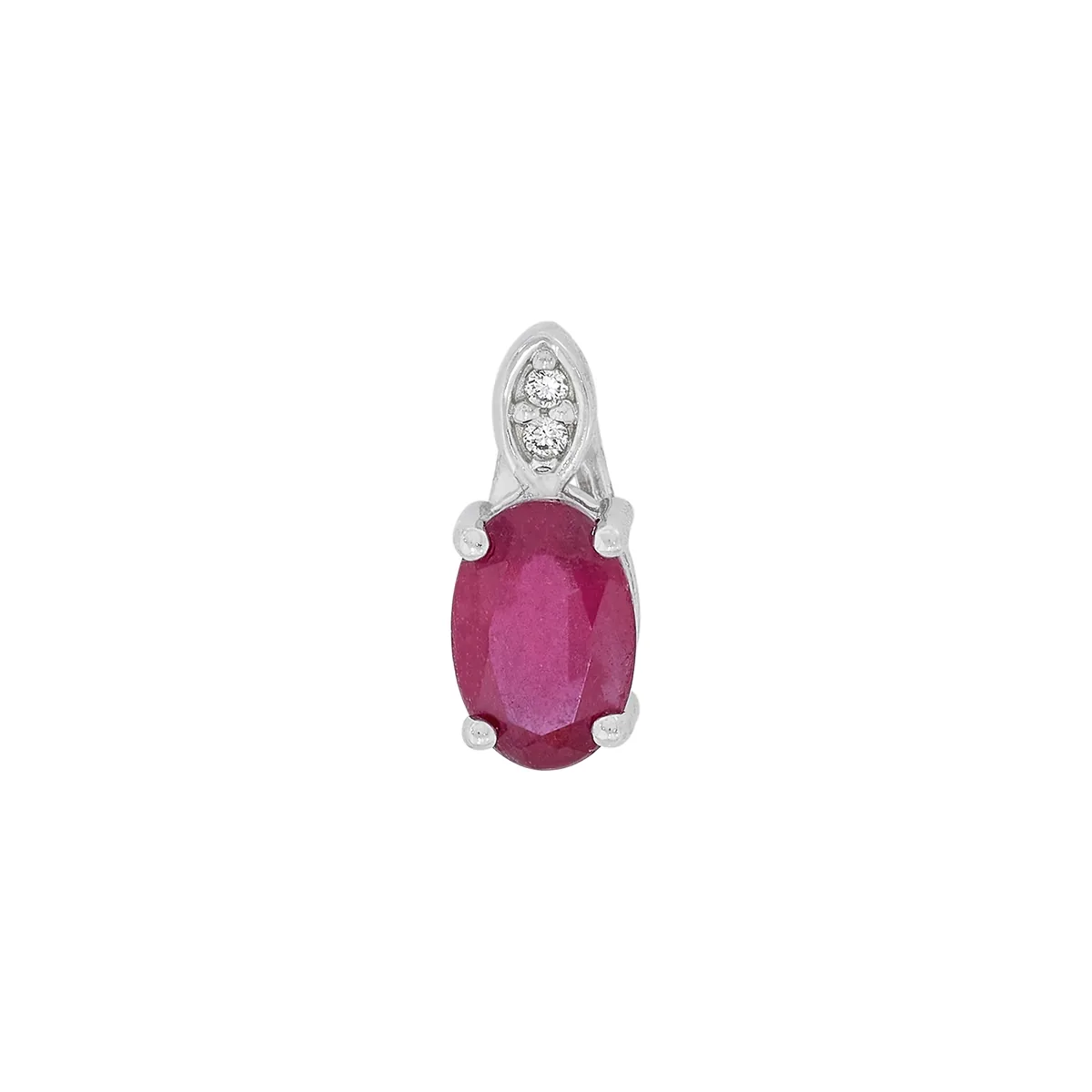 Dije en oro blanco de 18 Kilates, Uñas+decoración, con rubí central de 0.65 Ct y decoración en diamantes de 0.01 Ct