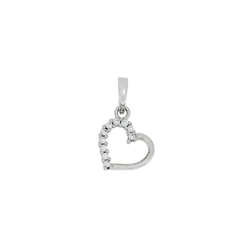 Dije de corazón en oro blanco de 18 Kilates, con zircones