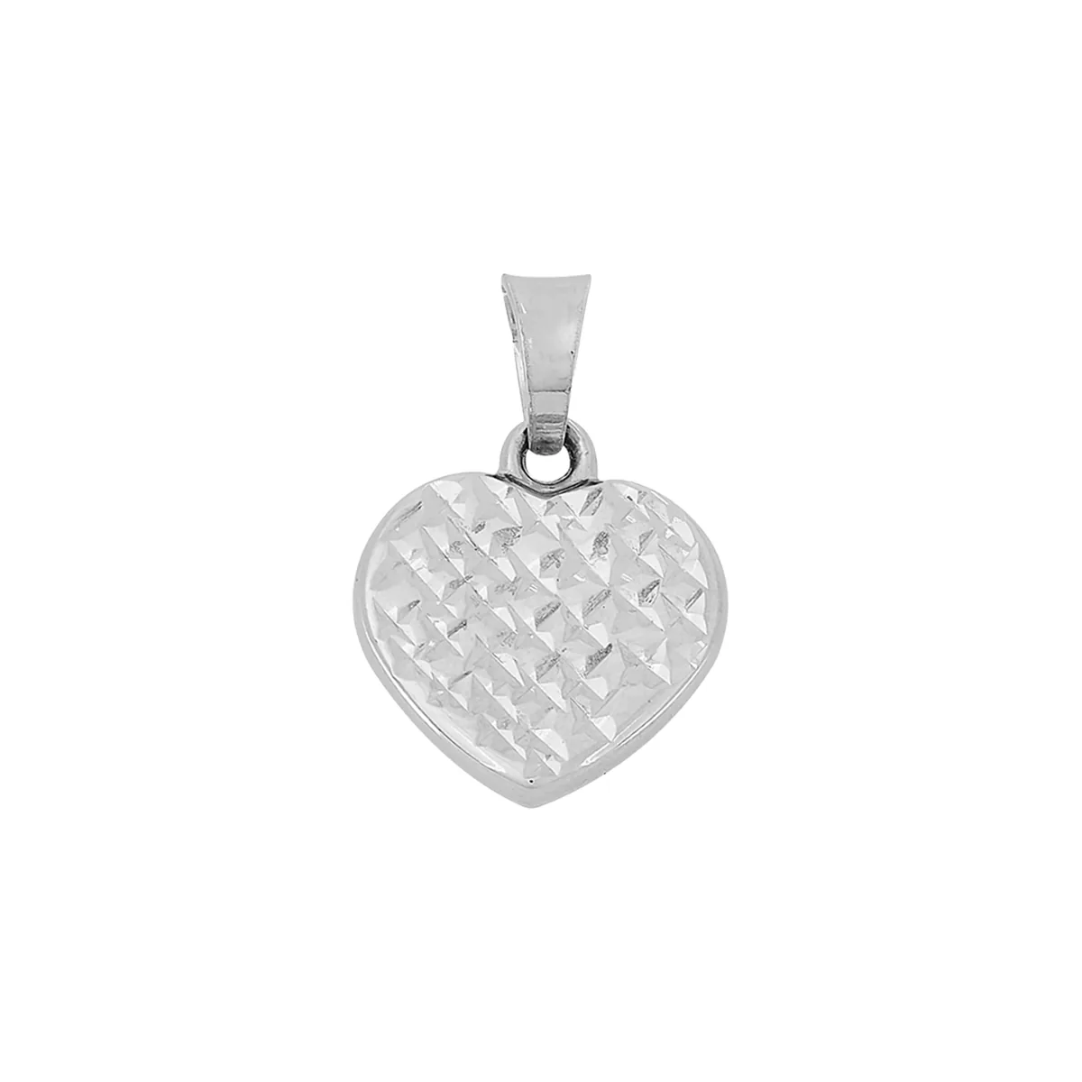 Dije en oro blanco de 18 Kilates con visos, Corazon