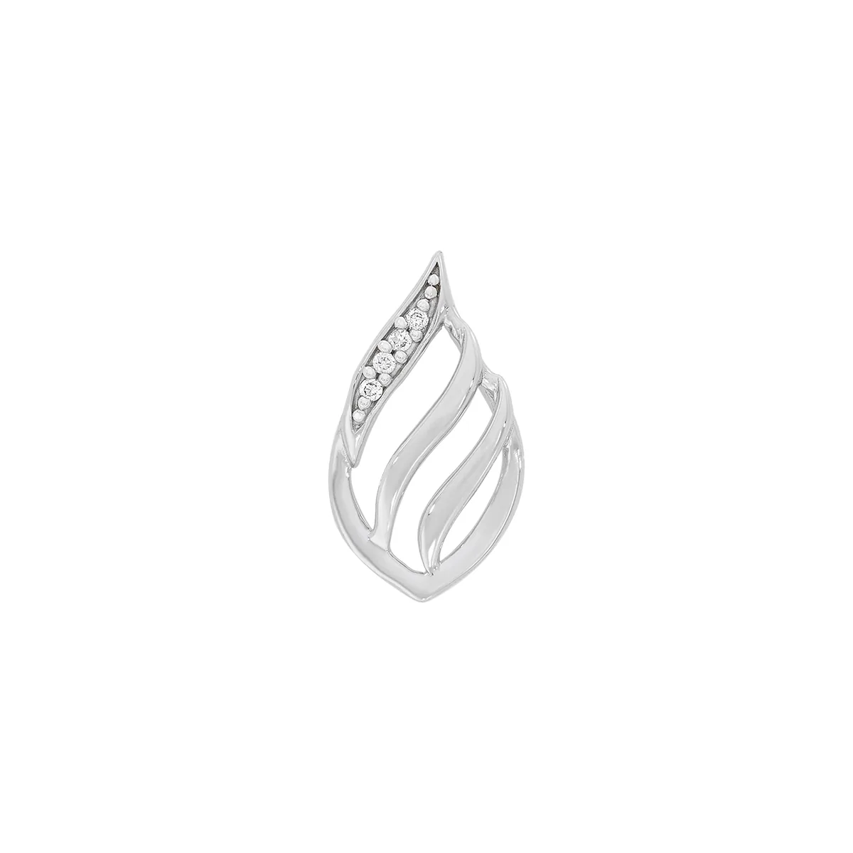 Dije en oro blanco de 18 Kilates, Lágrima, con diamantes de 0.02 Ct
