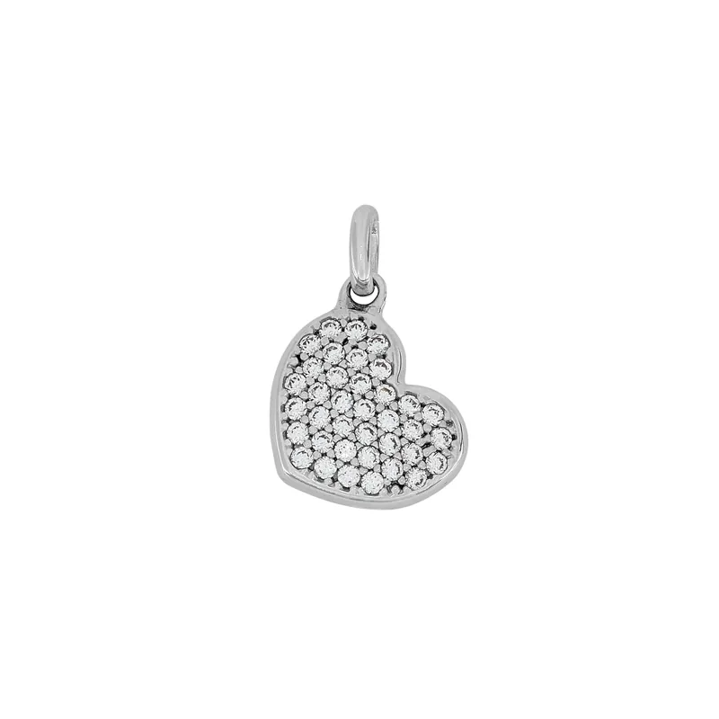 Dije de corazón en oro blanco de 18 Kilates, con zircones