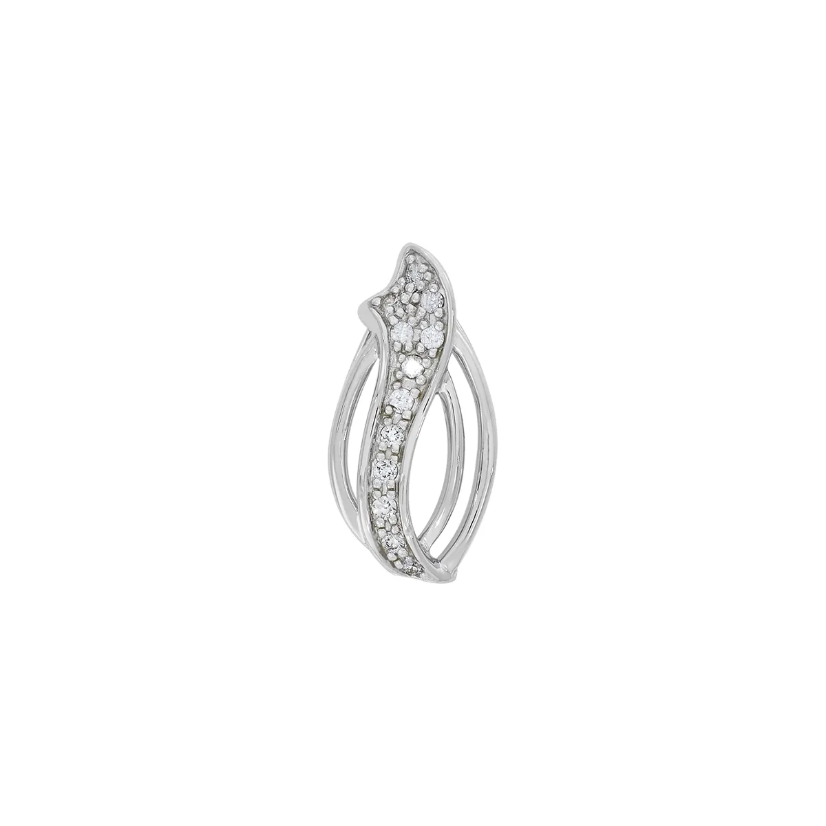 Dije en oro blanco de 18 Kilates, Hoja, con diamantes de 0.06 Ct