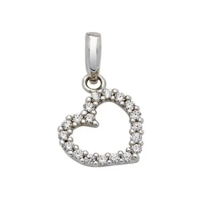 Dije de corazón en oro blanco de 18 Kilates, con zircones