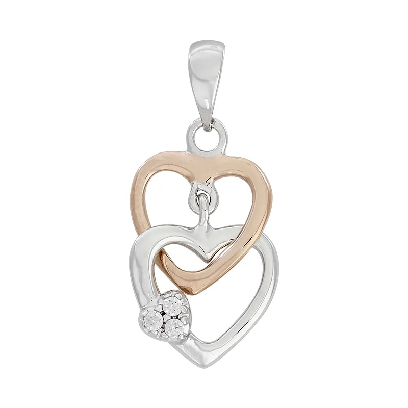 Dije en plata Ley 925, Corazón, con cristales, de la coleccion Sueños