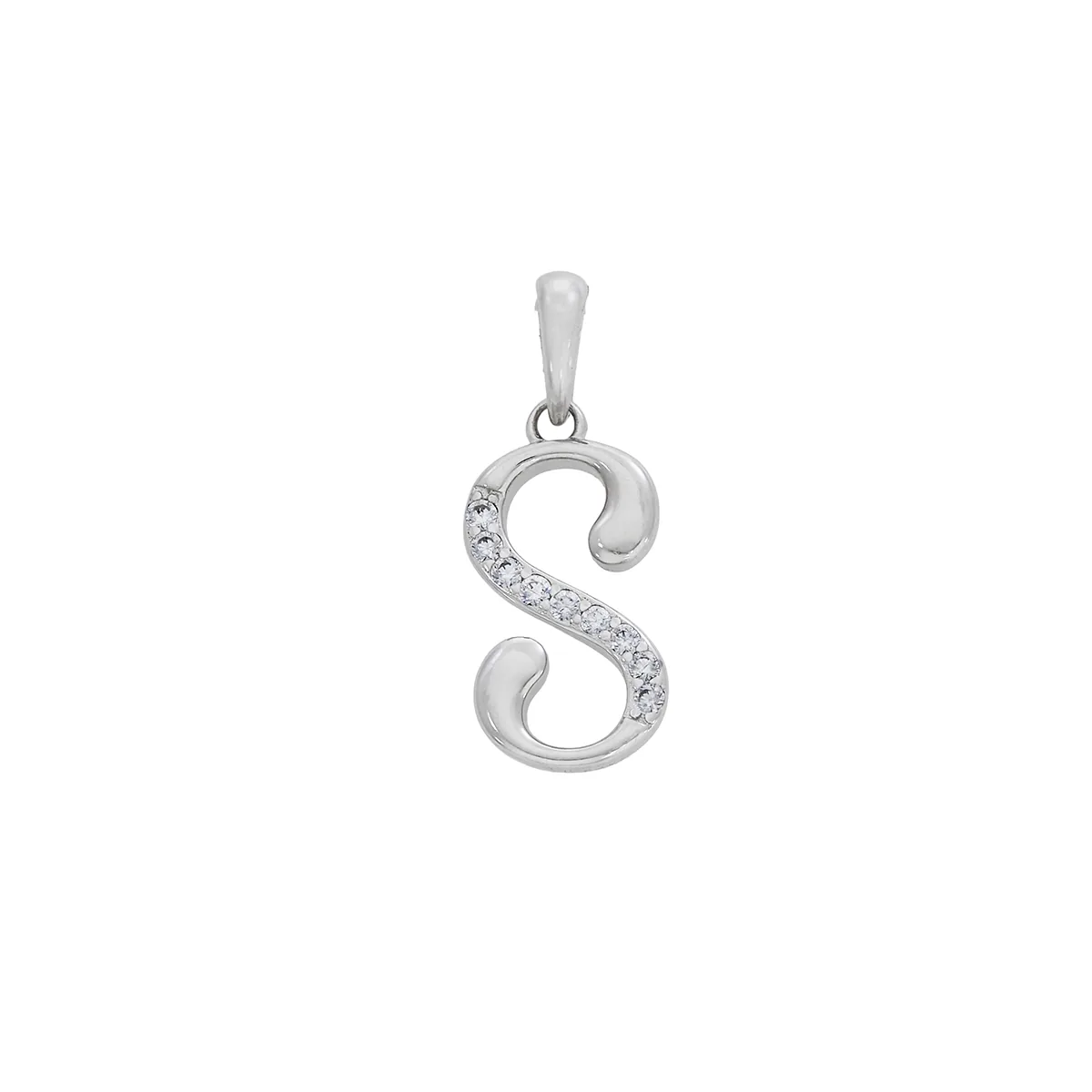 Dije de letra S en plata Ley 925, con zircones - Colección Sueños