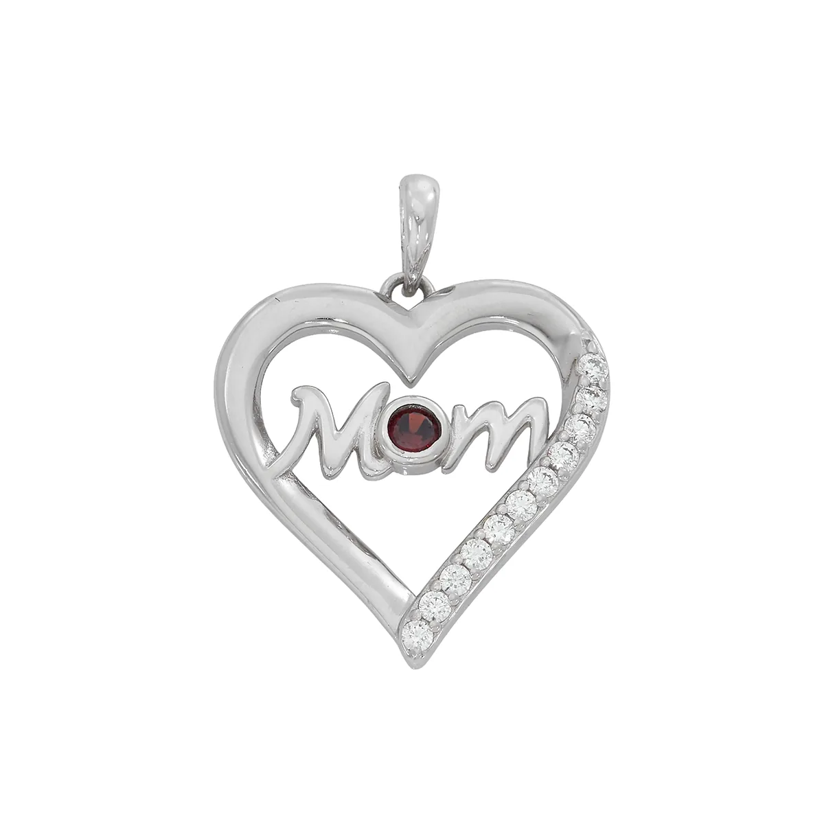 Dije de corazón en plata Ley 925, con zircon col central y decoración en zircones - Colección Sueños