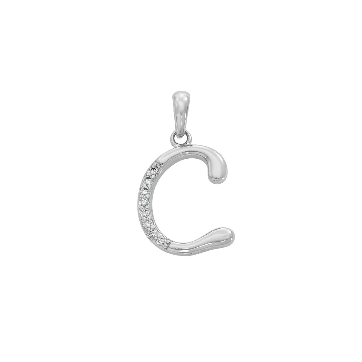 Dije de letra C en plata Ley 925, con zircones - Colección Sueños