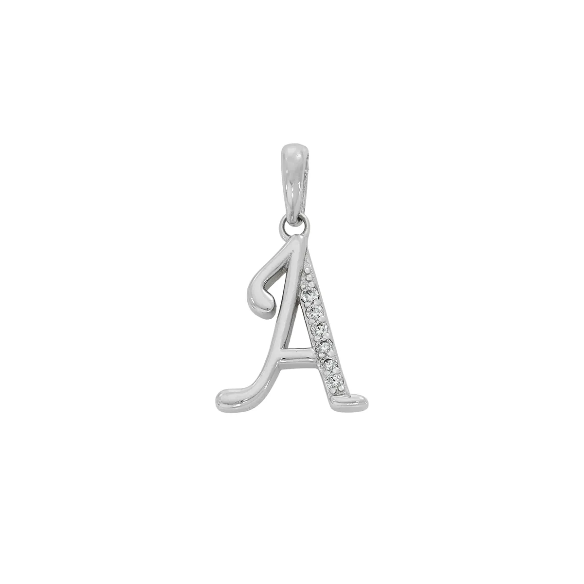 Dije de letra A en plata Ley 925, con zircones - Colección Sueños