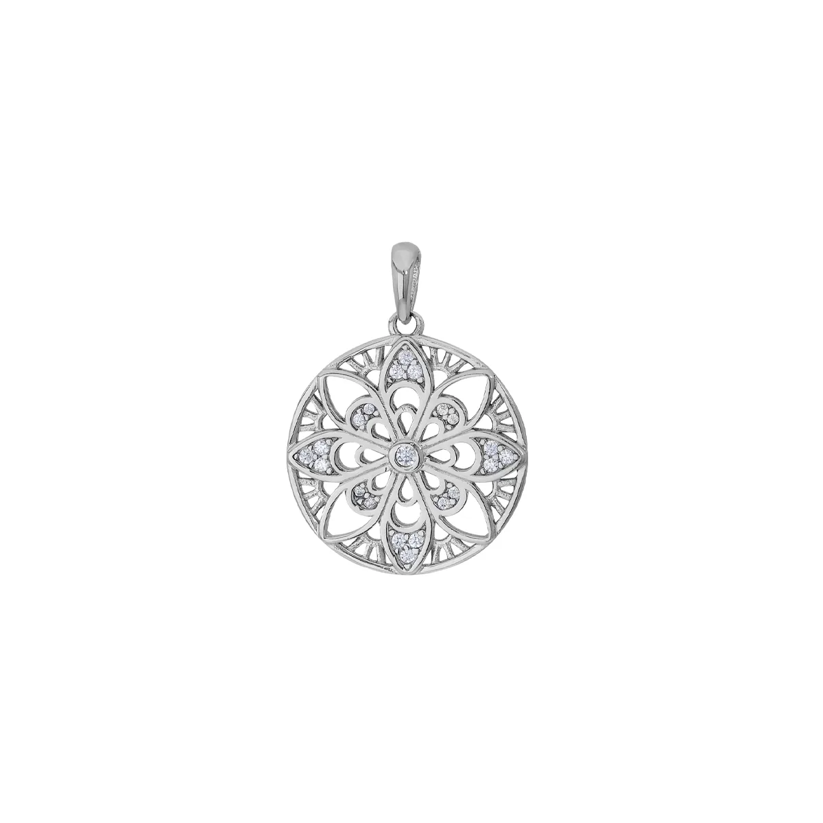 Dije en plata Ley 925, Flores, con cristales, de la coleccion Sueños