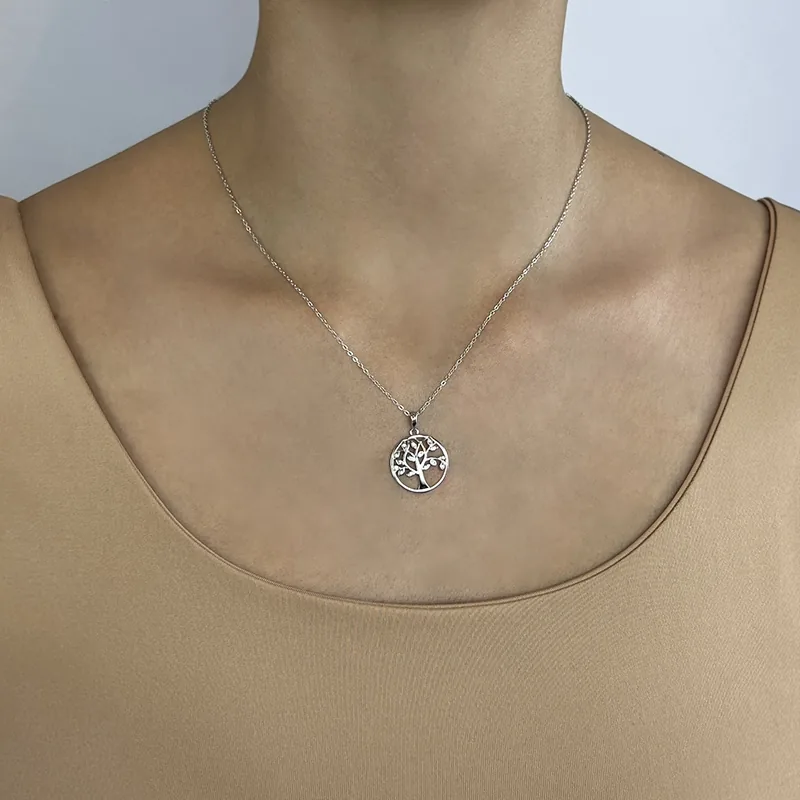 Dije del árbol de la vida en plata Ley 925, con cristales - Colección Sueños