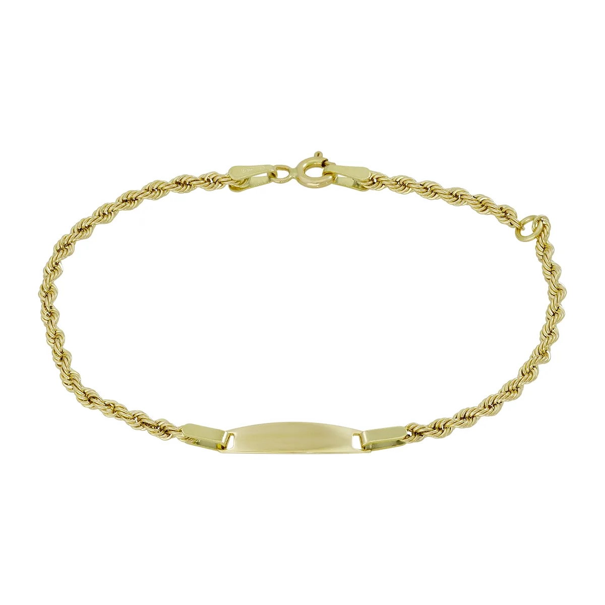 Pulsera en oro amarillo de 18 Kilates, Cordon, 14 cm. de largo, 2 mm. de ancho
