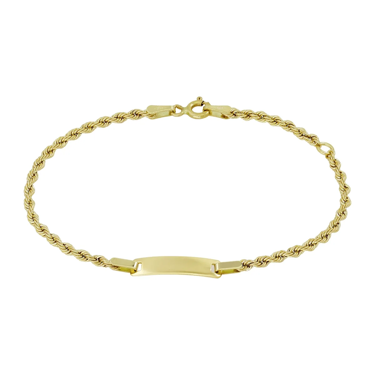 Pulsera en oro amarillo de 18 Kilates, Cordon, 14 cm. de largo, 2 mm. de ancho