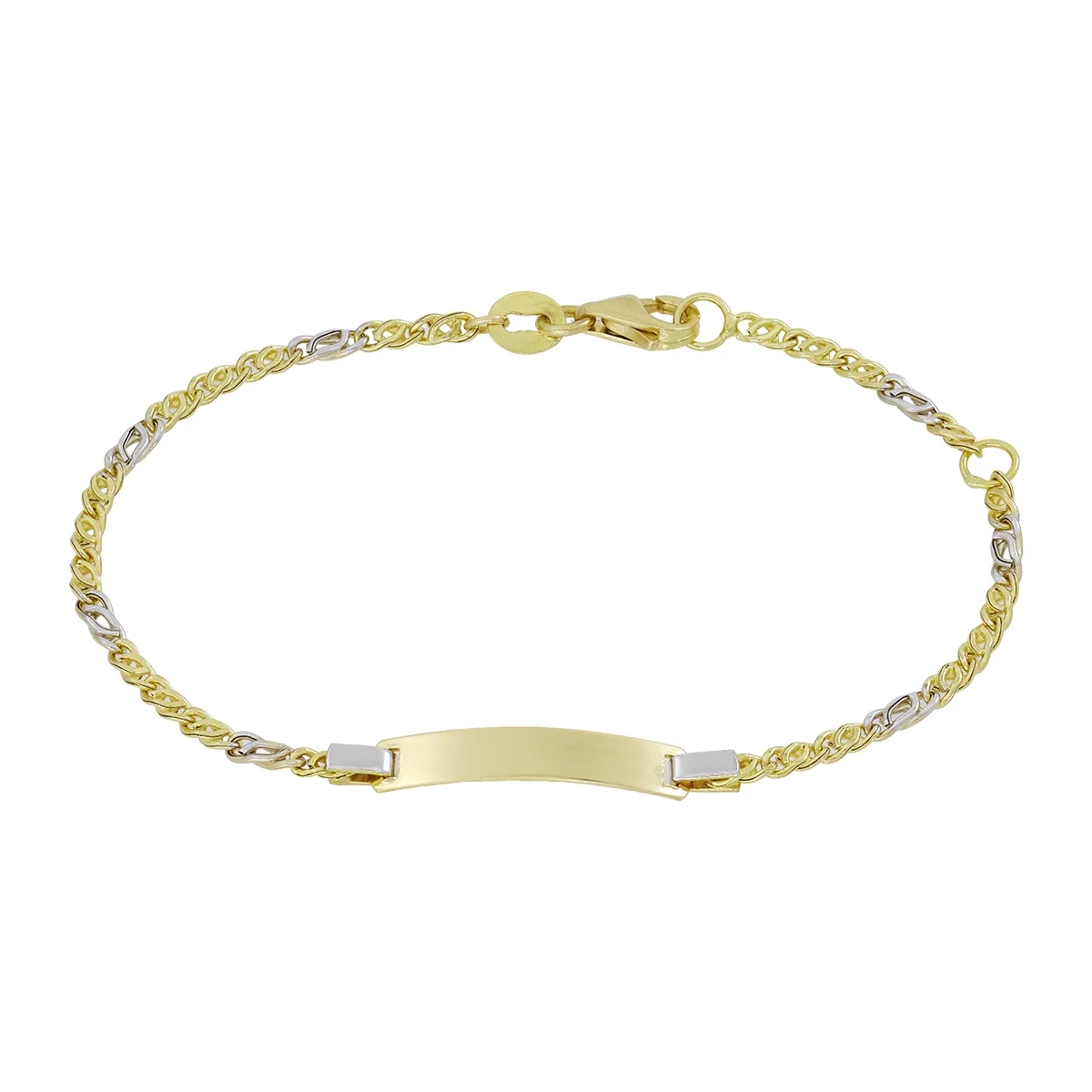 Pulsera en oro amarillo de 18 Kilates, Ojo de perniz, 13 cm. de largo, 2 mm. de ancho