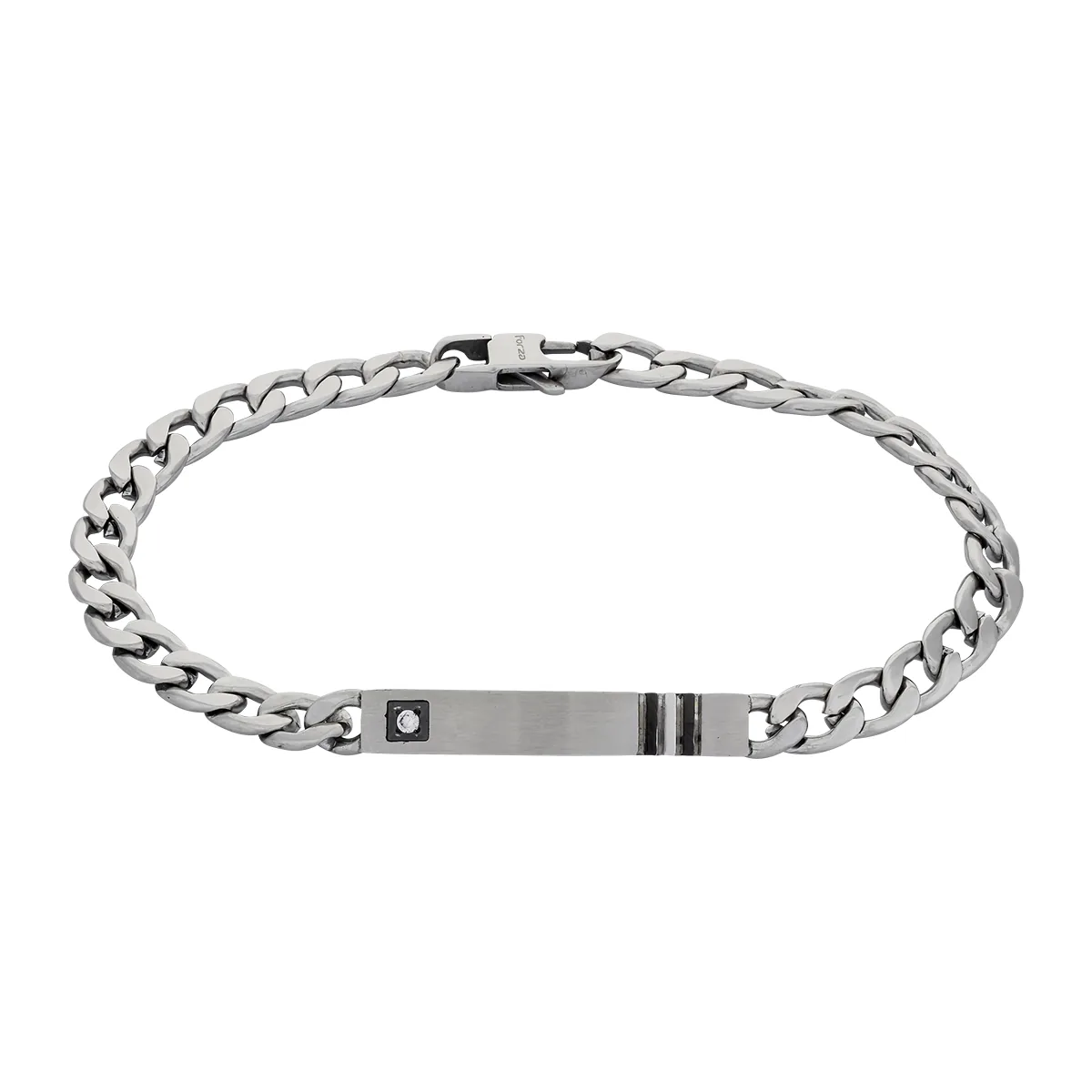 Pulsera esclava en acero, Grumette, con cristales, 22 cm. de largo - Colección Forza