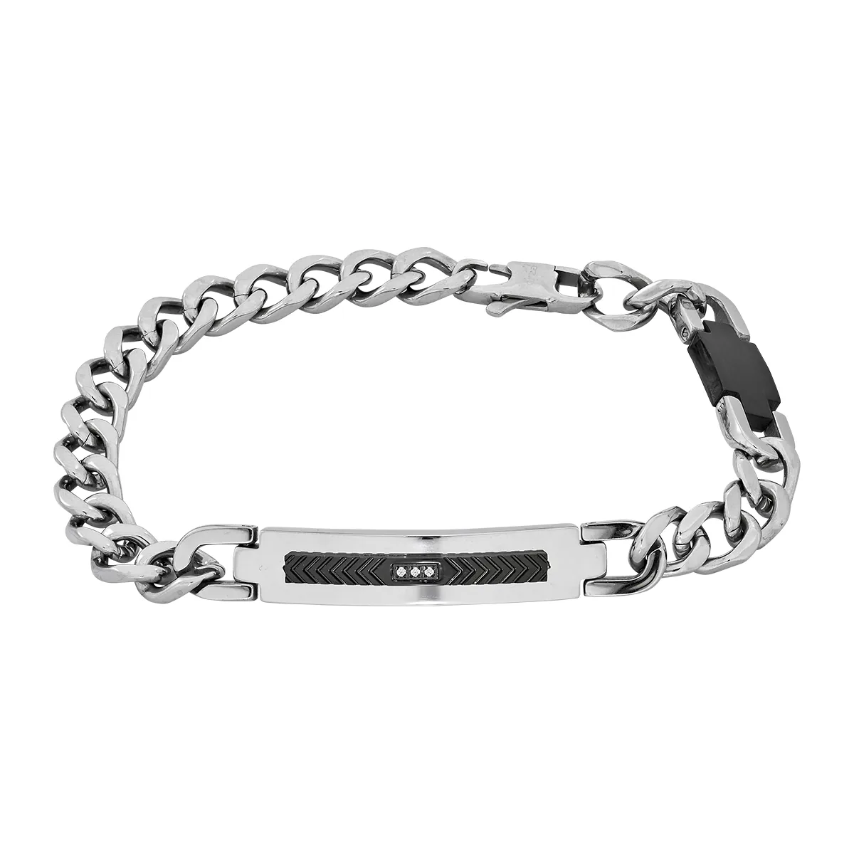 Pulsera esclava en acero, tejido grumette, con cristales - Colección Forza
