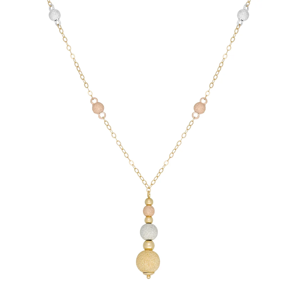 Gargantilla en oro amarillo de 18 Kilates diamantado, Figuras geométricas, 42 cm. de largo, 1.50 mm. de ancho