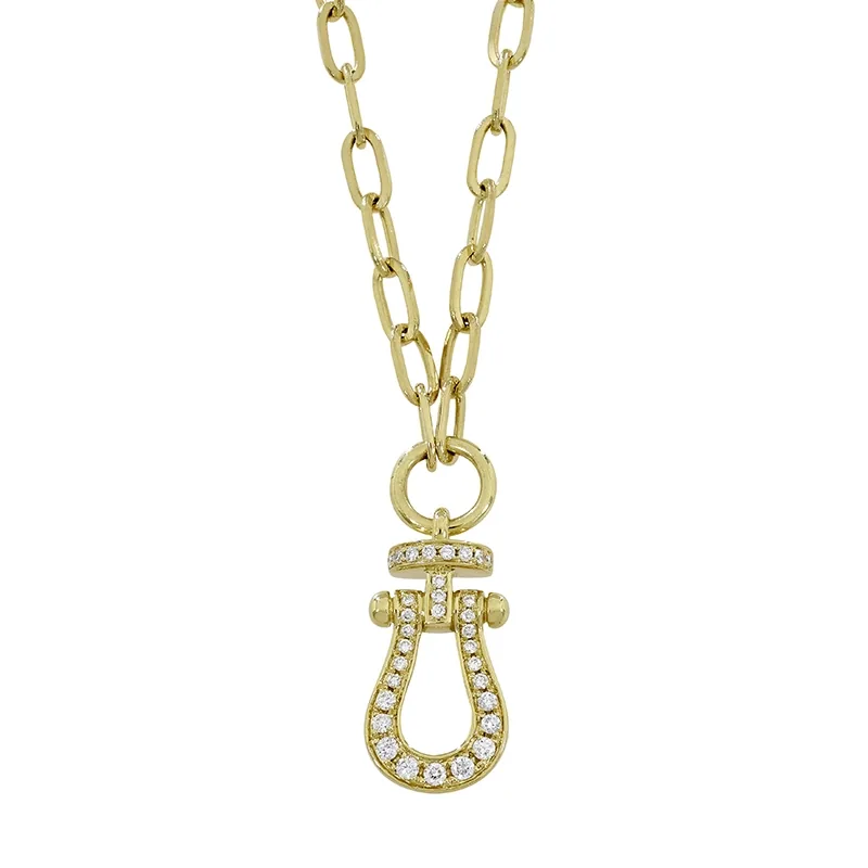 Gargantilla en oro amarillo de 18 Kilates, Omega, con diamantes de 0.19 Ct, 45 cm. de largo, 2.50 mm. de ancho