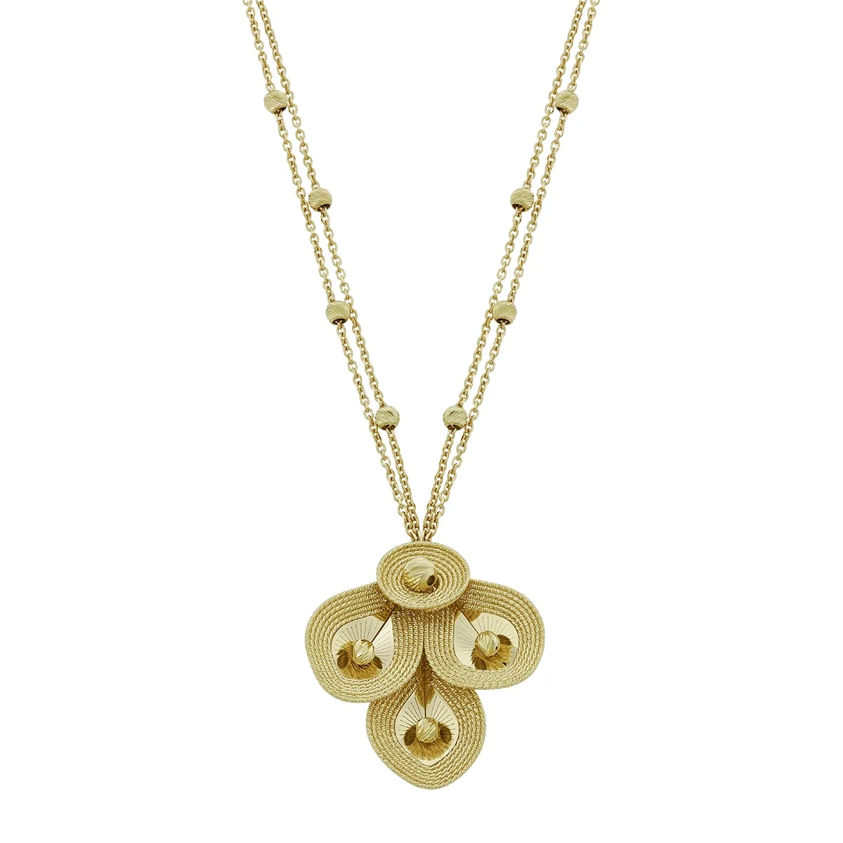 Gargantilla en oro amarillo de 18 Kilates con visos, Flores, 40 cm. de largo, 1 mm. de ancho