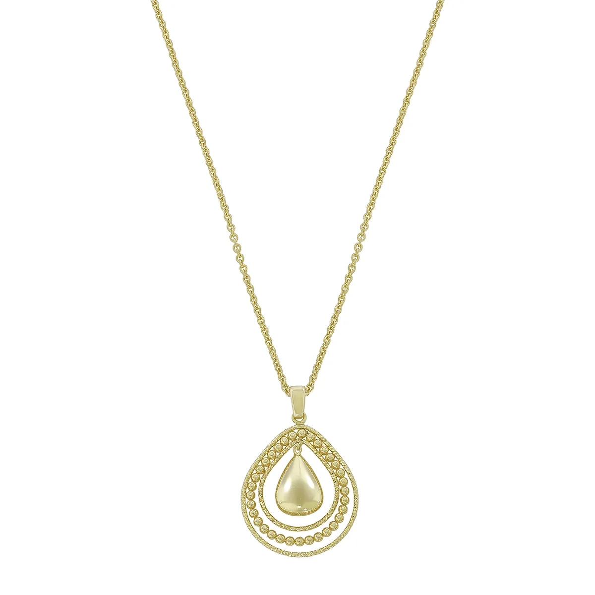 Gargantilla en oro amarillo de 18 Kilates con visos, Lágrima, 42 cm. de largo, 1 mm. de ancho