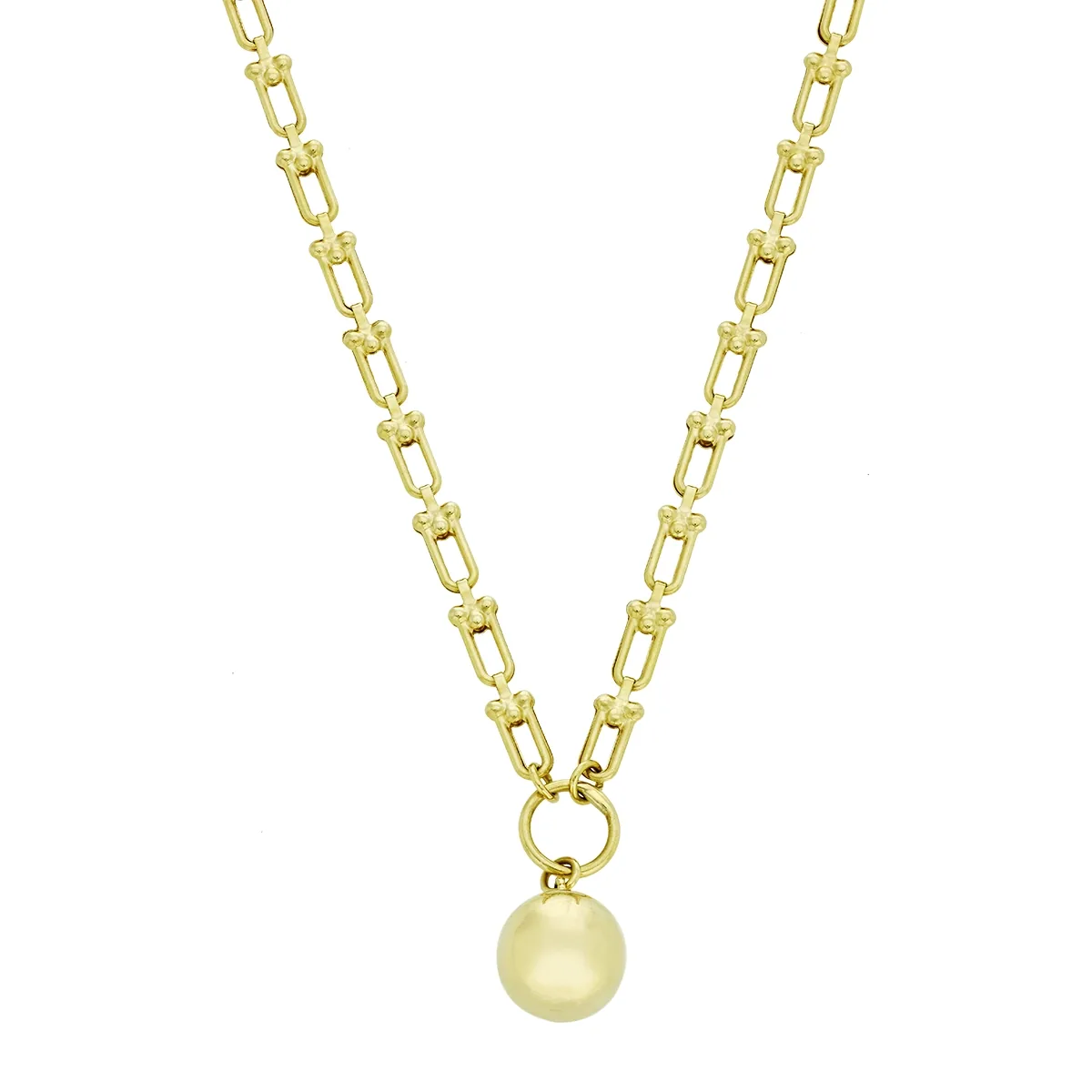 Gargantilla en oro amarillo de 18 Kilates, Bola, 45 cm. de largo, 2.50 mm. de ancho