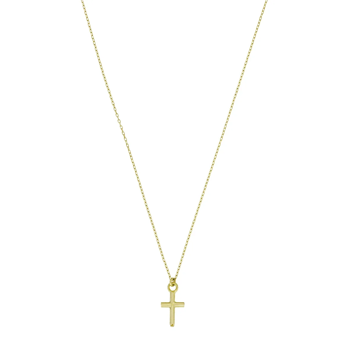 Gargantilla en oro amarillo de 18 Kilates, Cruz, 42 cm. de largo, 0.50 mm. de ancho