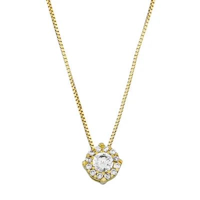 Gargantilla en oro amarillo de 18 Kilates, Uñas+decoración, con zircon central y decoración en zircones, 42 cm. de largo, 0.50 mm. de ancho