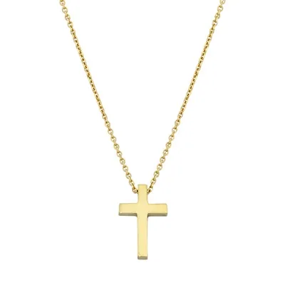Gargantilla en oro amarillo de 18 Kilates, Cruz, 42 cm. de largo, 0.50 mm. de ancho