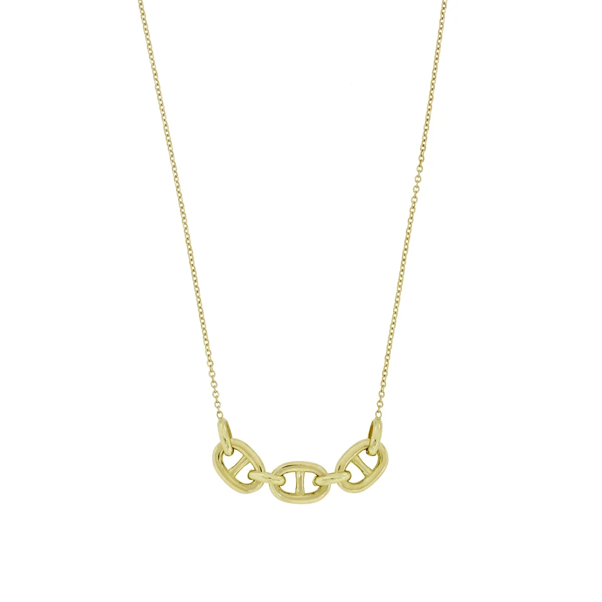 Gargantilla en oro amarillo de 18 Kilates, Ancla, 40 cm. de largo, 1 mm. de ancho