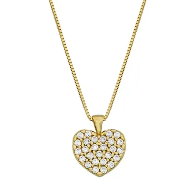 Gargantilla de corazón en oro amarillo de 18 Kilates, con zircones, 42 cm. de largo, 0.50 mm. de ancho