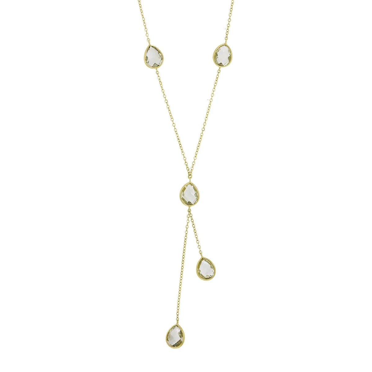 Gargantilla en oro amarillo de 18 Kilates, Bisel+decoración, con 5 amatistas centrales, 42 cm. de largo, 1 mm. de ancho