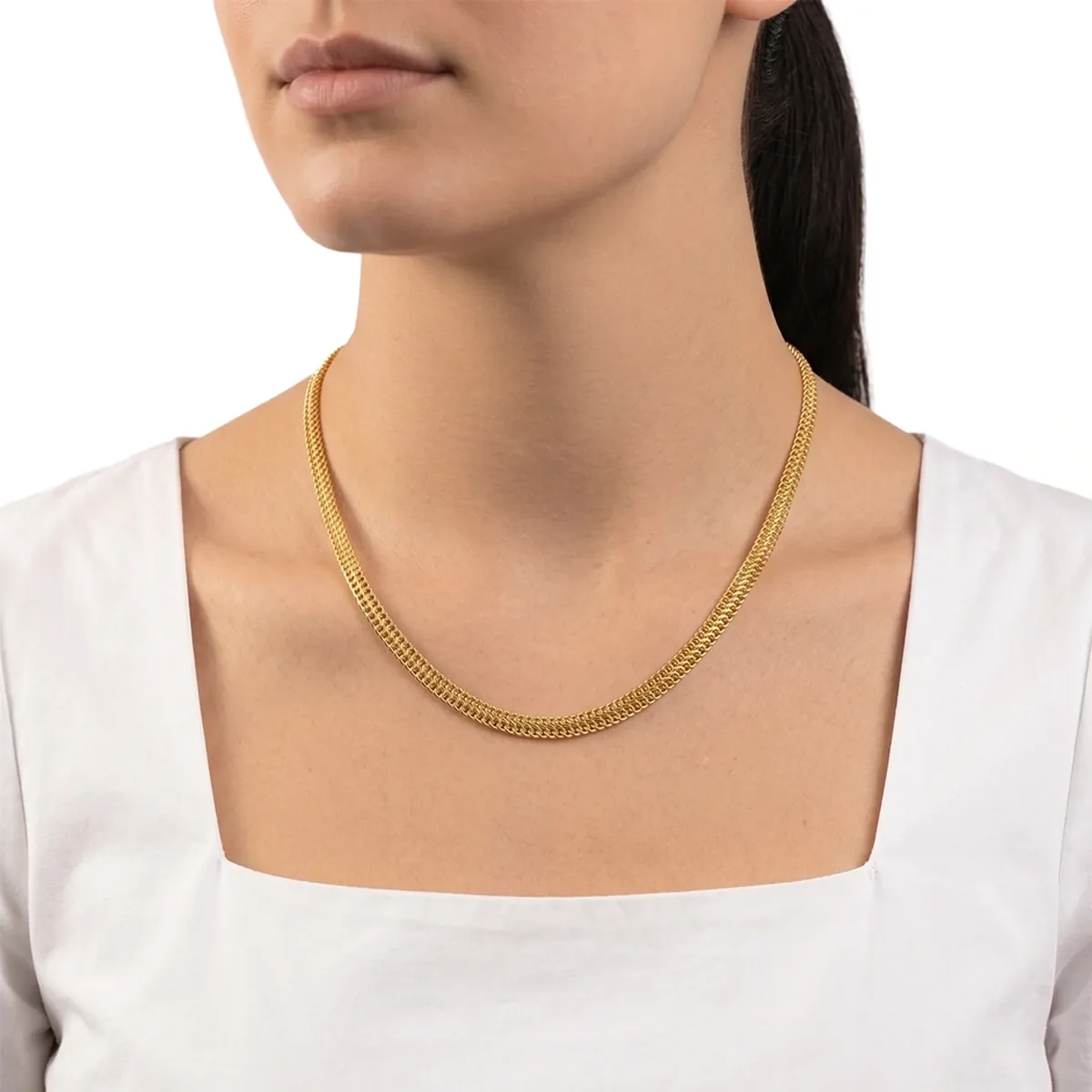 Gargantilla en oro amarillo de 18 Kilates, 45 cm. de largo, 5 mm. de ancho