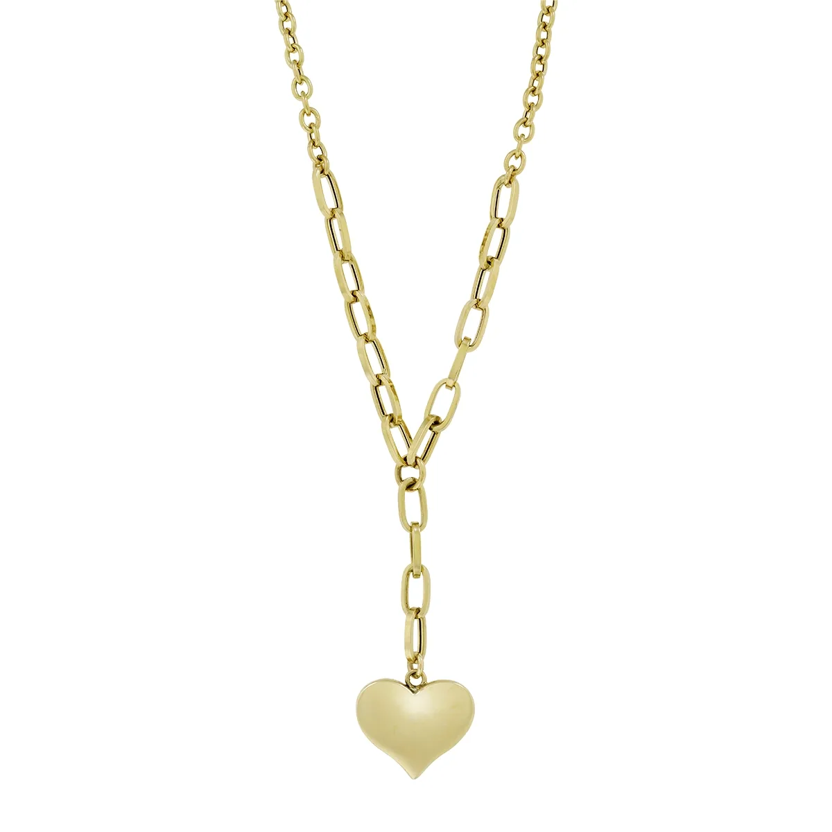 Gargantilla en oro amarillo de 18 Kilates, Corazón, 42 cm. de largo, 3 mm. de ancho